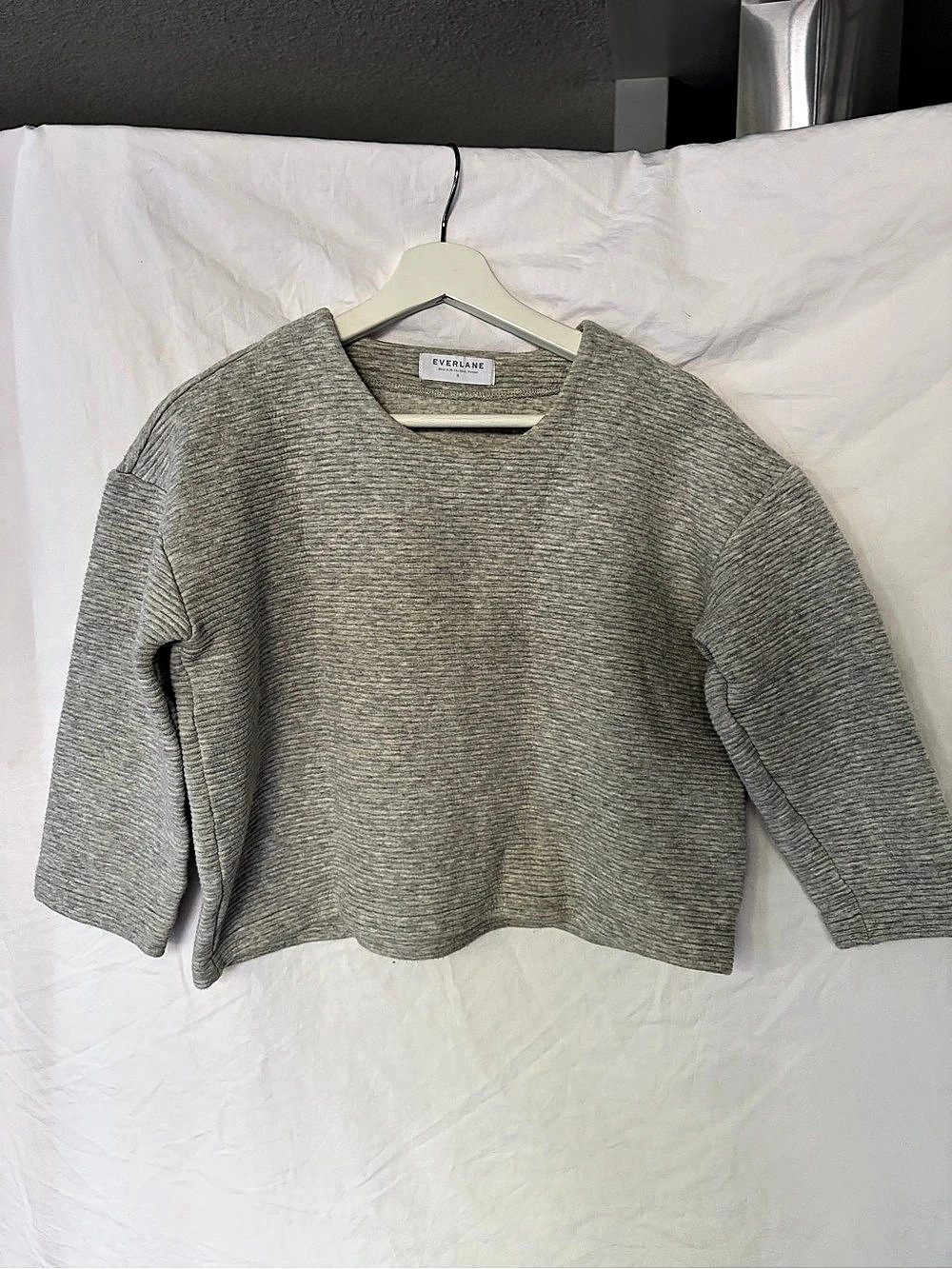 Everlane Heather Textured Ribbed Pullover Size S Minimalist Quiet Luxury Fall